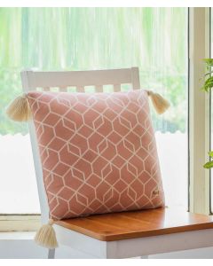 Trellis Cotton Knitted Decorative Blush Pink & Natural Color 16 x 16 Inches Cushion Cover