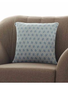Geometric Cotton Knitted Decorative Alice Blue & Natural Color 16 x 16 Inches Cushion Cover