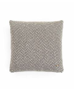 Herringbone Cotton Knitted Decorative Antique Grey & Natural Color 18 x 18 Inches Cushion Cover - Pluchi