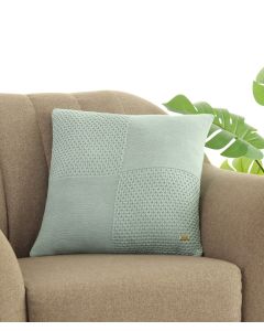 Kelly Fusion Dull Blue Cotton Knitted Decorative 18 X 18 Inches Cushion Cover