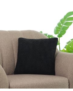Mini Moss Knit Black Cotton Knitted Decorative 16 X 16 Inches Cushion Cover