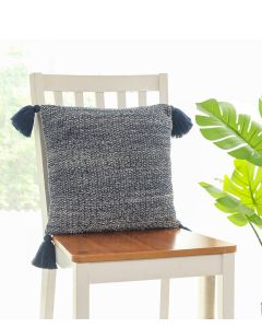 Moss knit Cotton Knitted Decorative Navy & Natural Color 16x16 Inches Cushion Cover