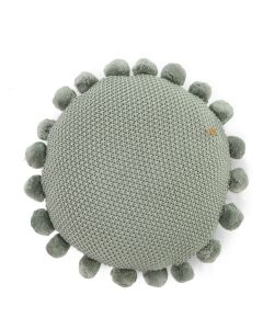 Pom Pom Ryegrass Cotton Knitted Decorative 16 Inches Dia Cushion Cover
