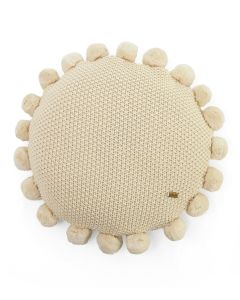 Pom Pom Natural Cotton Knitted Decorative 16 Inches Dia Cushion Cover