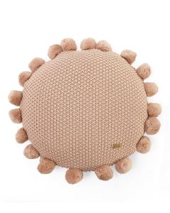 Pom Pom Crepe Cotton Knitted Decorative 16 Inches Dia Cushion Cover