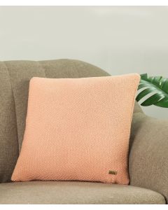Mini Moss Knit Dusty Coral Cotton Knitted Decorative 16 X 16 Inches Cushion Cover - Pluchi