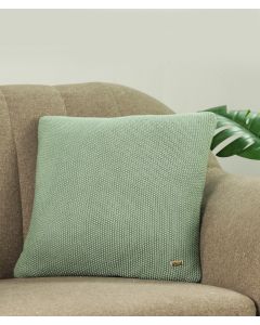 Mini Moss Knit Indus Blue Cotton Knitted Decorative 16 X 16 Inches Cushion Cover - Pluchi