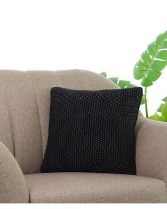 Knitted Purl Black Cotton Knitted Decorative 16 X 16 Inches Cushion Cover