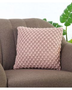 Popcorn Knit Cameo Pink Cotton Knitted Decorative 16 X 16 Inches Cushion Cover