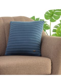 Waseme Indus Blue Cotton Knitted Quilted Decorative 18 X 18 Inches Cushion Cover