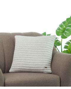 Waseme Vanilla Grey Melange Cotton Knitted Quilted Decorative 18 X 18 Inches Cushion Cover