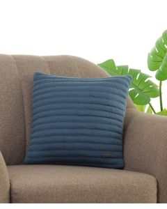 Waseme Steel Blue & Cadet Blue Cotton Knitted Quilted Decorative 18 X 18 Inches Cushion Cover