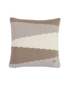 Color Block Stone, Pale Whisper & Natural Cotton Knitted Decorative 16 X 16 Inches Cushion Cover