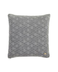 Bubbles Dark Grey Melange Quilted Cotton Knitted Decorative 18 X 18 Inches Cushion Cover - Pluchi