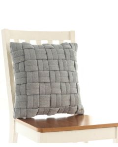 Basket Knit Cotton Knitted Decorative Light Grey Melange Color 16 x 16 Inches Cushion Cover - Pluchi