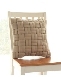 Basket Knit Cotton Knitted Decorative Sandy Brown Color 16 x 16 Inches Cushion Cover - Pluchi