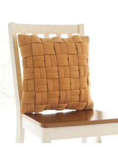Basket Knit Cotton Knitted Decorative Mustard Color 16 x 16 Inches Cushion Cover - Pluchi