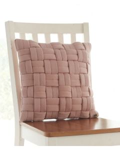 Basket Knit Cotton Knitted Decorative Cameo Pink Color 16 x 16 Inches Cushion Cover