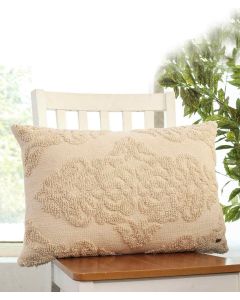 Damask Cotton Knitted Decorative Natural Color 16 x 24 Inches Pillow Covers - Pluchi