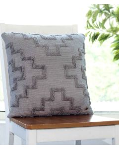 Fret Cotton Knitted Decorative Tufted Cushion Cover (Light Grey) - Pluchi