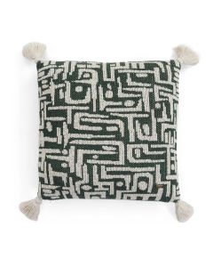 Maze Cotton Knitted Decorative Bermuda Green & Natural Color 18 x 18 Inches Cushion Cover
