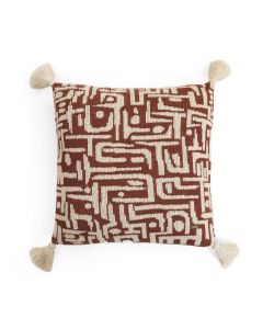 Maze Cotton Knitted Decorative Dark Coffee & Natural Color 18 x 18 Inches Cushion Cover