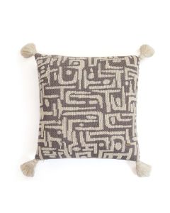 Maze Cotton Knitted Decorative Cadet Grey & Natural Color 18 x 18 Inches Cushion Cover