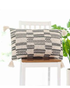 Tribal Cotton Knitted Decorative Champion Medium Grey & Natural Color 16 x 24 Inches Pillow Covers