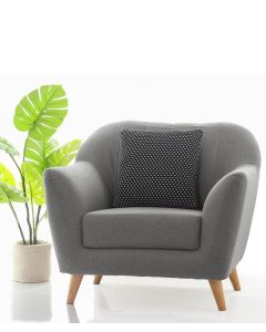 Tiny Check Cotton Knitted Decorative Black & Natural Color 16 x 16 Inches Cushion Cover - Pluchi