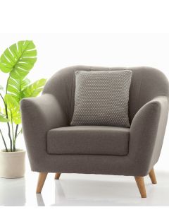 Tiny Check Cotton Knitted Decorative Light Grey & Natural Color 16 x 16 Inches Cushion Cover - Pluchi