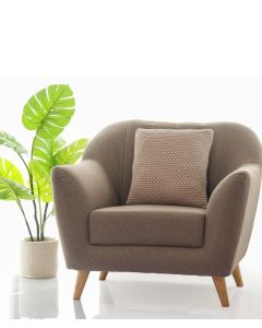 Tiny Check Cotton Knitted Decorative Stone & Natural Color 16 x 16 Inches Cushion Cover - Pluchi