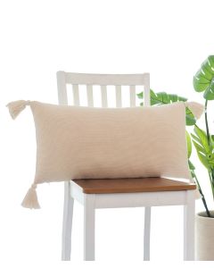 Marina Cotton Knitted Decorative Natural Color 14 x 27 Inches Pillow Cover -  Pluchi