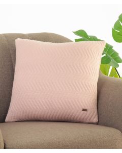 Zig Zag Cameo Pink & Natural Cotton Knitted Quilted Decorative 18 X 18 Inches Cushion Cover