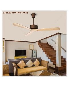 Cherry Mini – 36″ Modern Wooden Fan with 3 Customizable Hand Crafted Natural Wooden Blades in Natural Wood Finish, Whisper-Quiet Technology and Optional Remote Integration