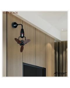 Cliff Matte Black/Spica Oak – 16” Wall Mounted fan with 3 x Wooden Finished ABS blades, 90-degree Oscillation, BLDC motor and Remote Control