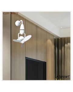 Cliff Matte White – 16” Wall Mounted fan with 3 x Wooden Finished ABS blades, 90-degree Oscillation, BLDC motor and Remote Control