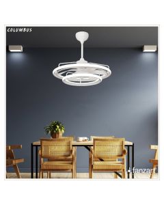 Columbus Matte White – 22″ Fandelier Fan with 6 High-Quality ABS Blades in Matte White Finish, Whisper-Quiet BLDC Motor, 112W Multi-colour LED, Summer-Winter Feature, Remote Control