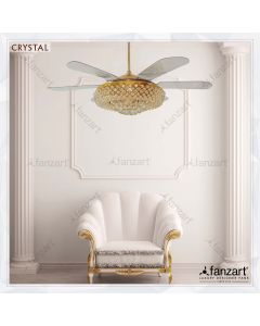 Crystal – 56″ Crystal Fandelier ® with 6 x ABS transparent blades, LED light, and Remote Control