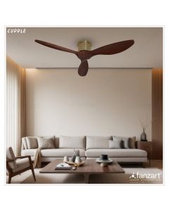 Cuddle – 52″ Modern fan with 3 X Maple Oak Natural Wooden blades, Remote Control and BLDC for low height ceilings.