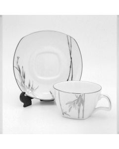 Bamboo Silver Tea Cup & Saucer