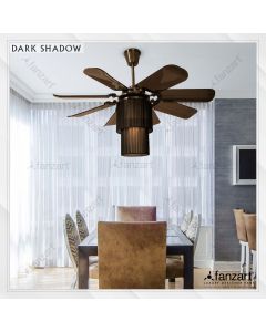 Dark Shadow – 42″ Fandelier ® with 8 x ABS transparent black collapsable blades, LED light and Remote Control