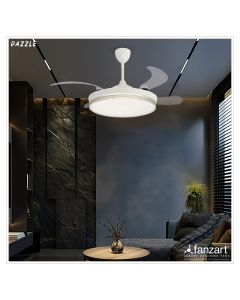 Dazzle – 58″ Modern Fandelier ® 4 X ABS transparent retractable blades with Remote Control, Multi colour LED, Powered by BLDC motor.