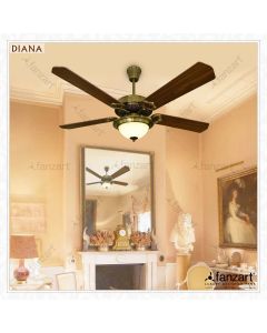 Diana – 52″ Classical fan with 5 x Dual Coloured Reversible Natural Wood Blade fan with Summer-Winter Feature, and Remote Control