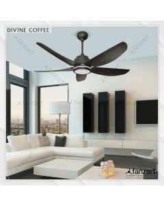 Divine – 52” Modern fan with 5 x fine Coffee finish Blades BLDC motor, Summer-Winter feature, Multi-Coloured LED & Dimmer