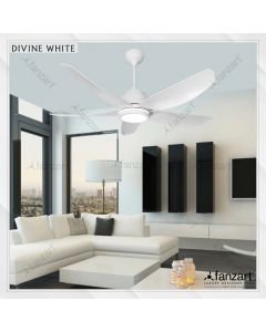 Divine – 52” Modern fan with 5 x fine White finish Blades BLDC motor, Summer-Winter feature, Multi-Coloured LED & Dimmer