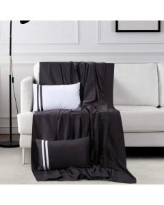 600 TC French Home Bedding - King Size Bedsheet 2.74mtr. X 2.74 Mtr. & 2 Pillow Cover 45cm X 68cm - Black 2