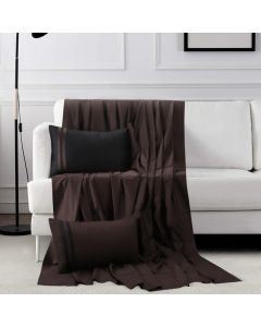 600 TC French Home Bedding - Standard Pillow Cover 45cm X 68cm (2pc) - Choco 2