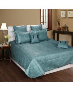 The Vegan Leather Teal Bed Spreads King Size bedcoves 2.28 mtr x 2.50 mtr & 2 P. Cover 45Cm X 68Cm