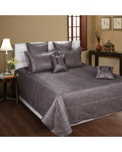 The Vegan Leather Charcoal Bed Spreads King Size bedcoves 2.28 mtr x 2.50 mtr & 2 P. Cover 45Cm X 68Cm