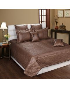 The Vegan Leather Coffee Bed Spreads King Size bedcoves 2.28 mtr x 2.50 mtr & 2 P. Cover 45Cm X 68Cm